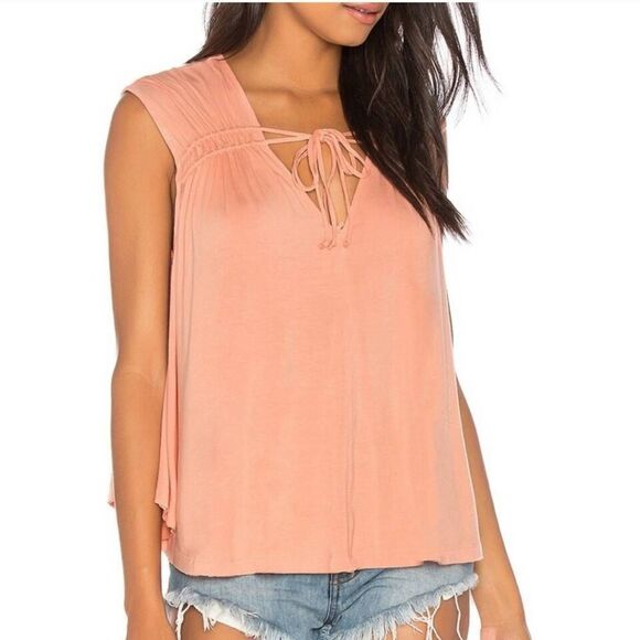 Free People Back in Town Tank Blouse Coral S New - Picture 1 of 8